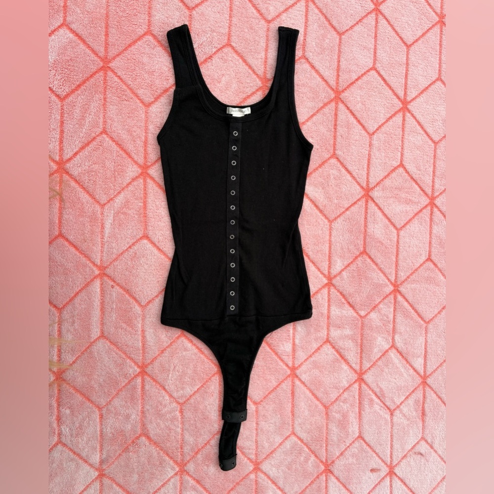 Bozzolo Black Cotton Blend Bodysuit